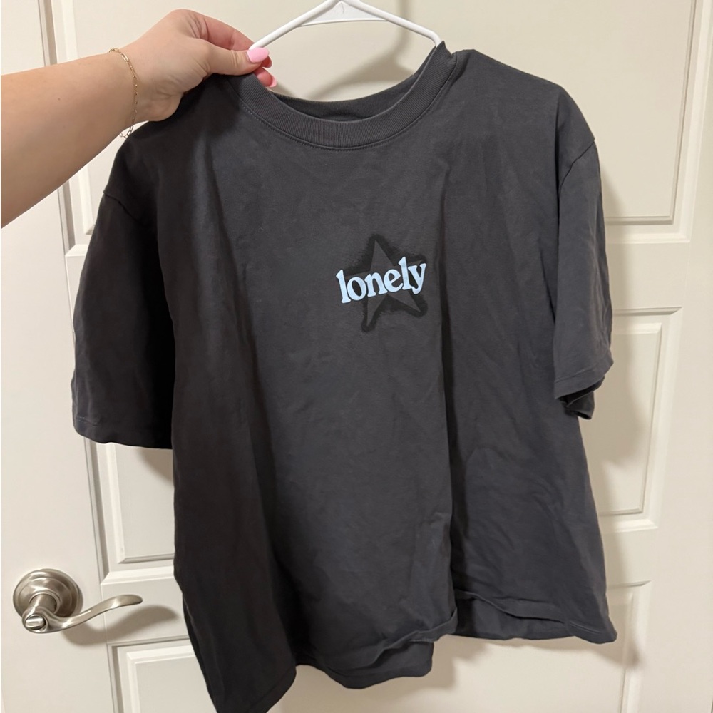 LONELY GHOST Gray Short Sleeve Tee Casual Cotton